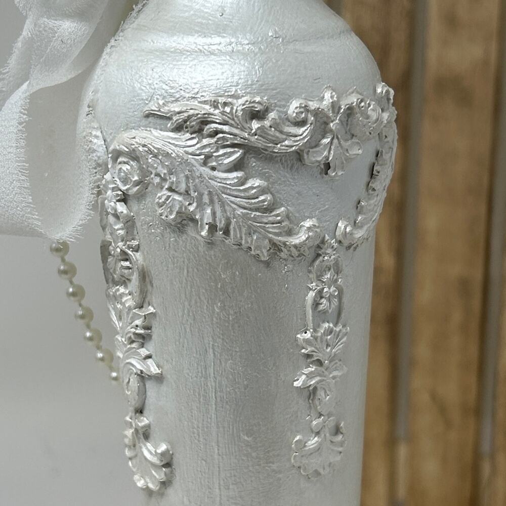 Simple & Elegant White Decorative Hand Crafted Bottle with Bow - Picture 12 of 12
